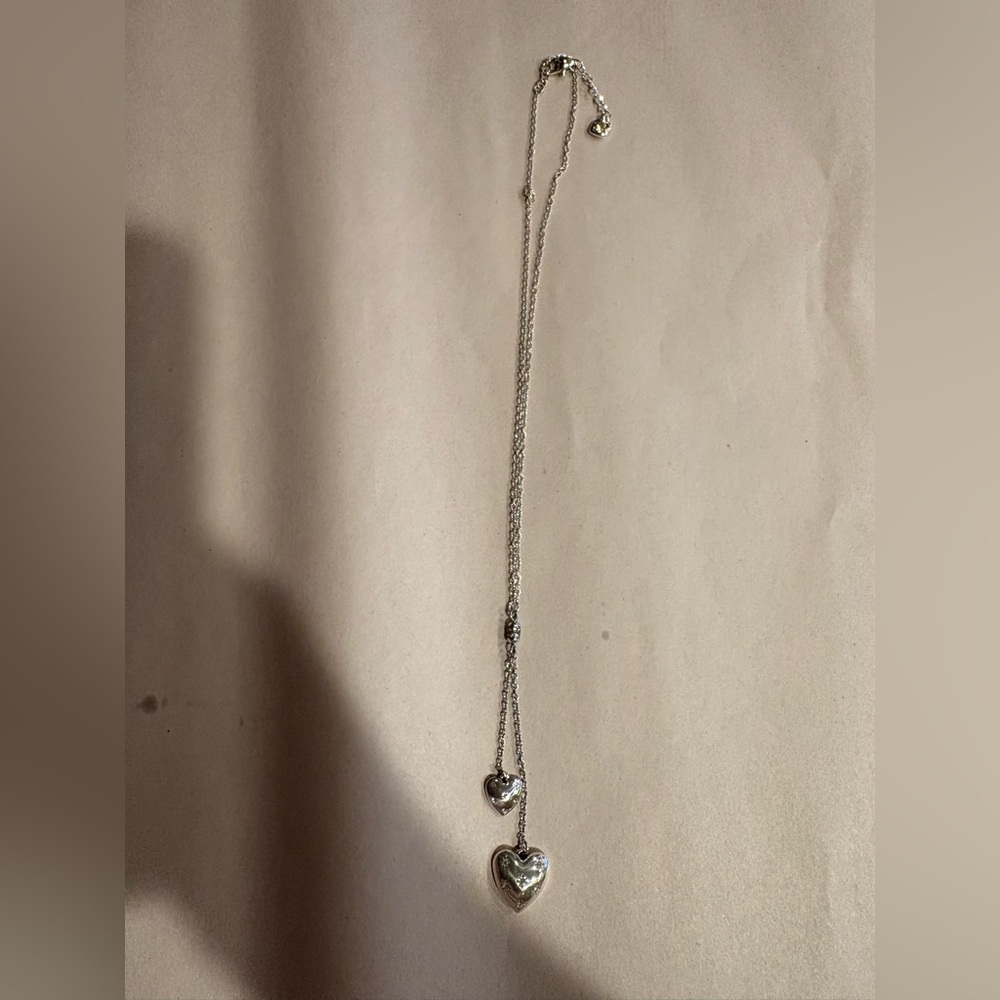 Brighton Reversible Silver Double Heart Drop Necklace